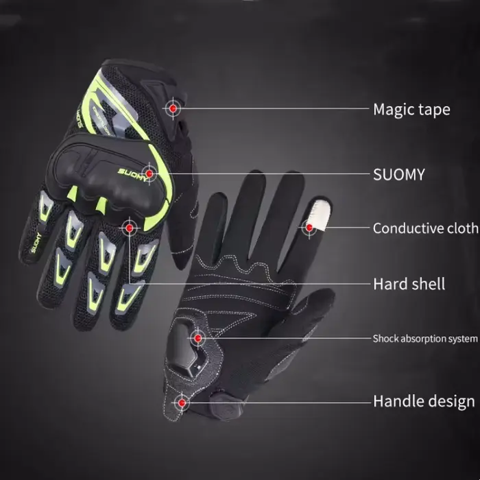 SUOMY SU-11 Gants de moto – Respirants à doigts complets