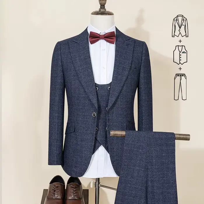 ST Cassy costume de marié de mariage (veste + gilet + pantalon) costume décontracté coupe ajustée si