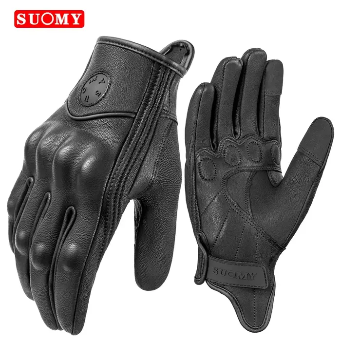 Gants de moto en cuir pour hommes et femmes, écran tactile, gants d'équitation de cycliste, gants de