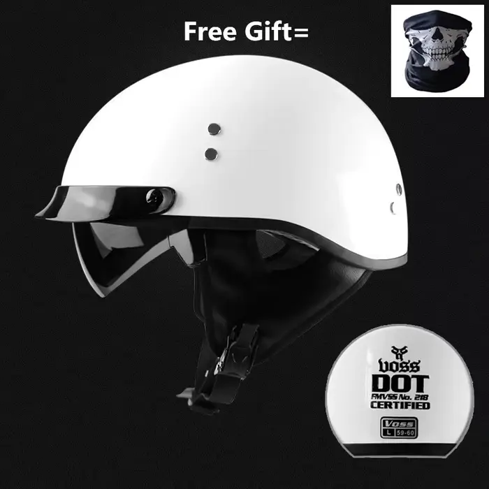 Casque ouvert de moto vintage, demi-casque approuvé par points, rétro Moto Casco Capacete, noir mat