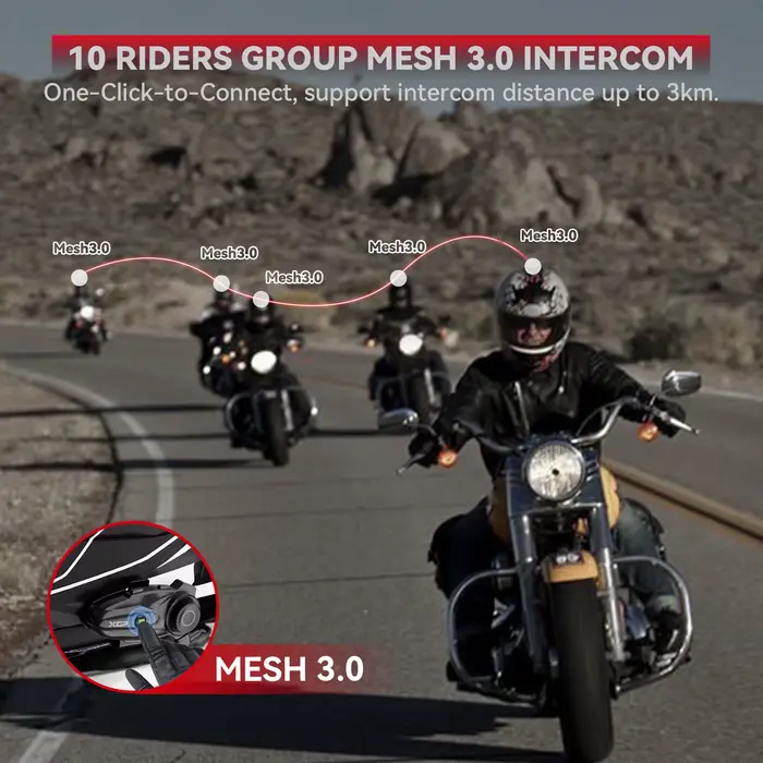 2025 Nouvel interphone de moto XGP X10 prend en charge l'interphone et l'écoute de musique simultanée 10 coureurs 2000 mètres