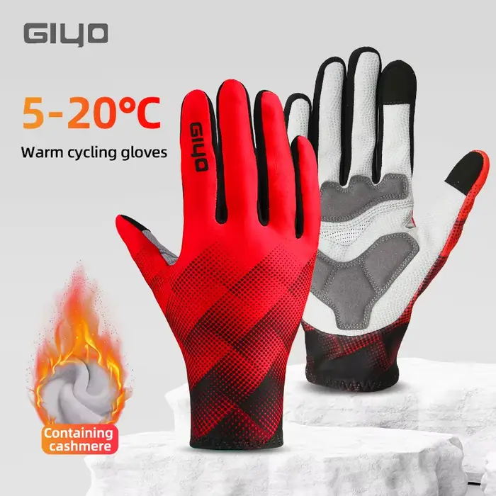 Giyo automne/hiver gants longs velours thermique vtt vélo de route doigt complet