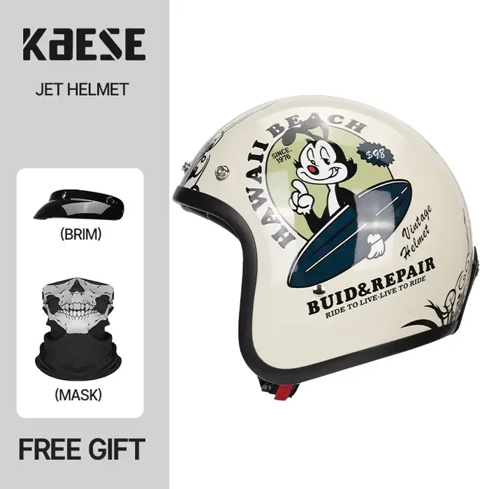 AgreESE-Casque de moto vintage approuvé par le DOT, visage ouvert Jet Scooter, casque Hurbike Moto,