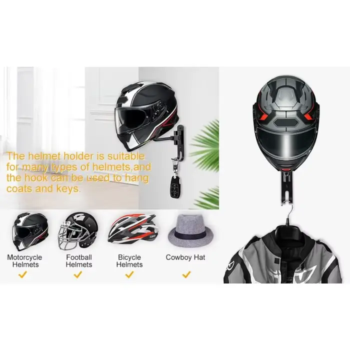 180 ° Support mural rotatif pour casque de moto