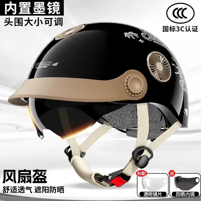 Casque de moto pour hommes et femmes, demi-casque d'été avec miroir interne, casques flottants perso