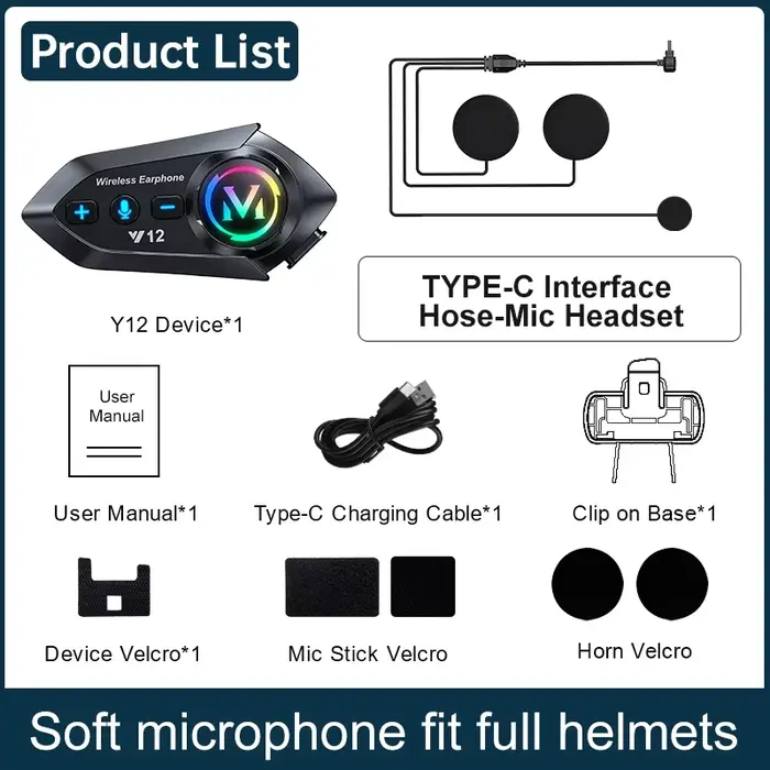 Casque Bluetooth 5.4 pour moto, autonomie de la batterie 500mAh, écouteurs sans fil mains libres, ét