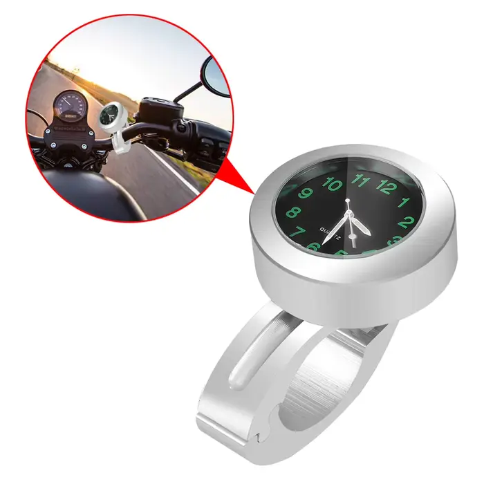 Horloge de guidon de moto en acier inoxydable, Durable, Refit, Vision nocturne, étanche, antichoc, b