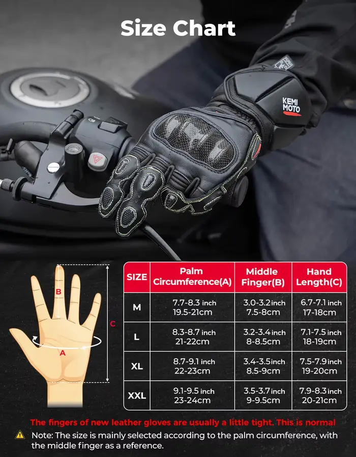 KEMIMOTO – gants de moto en cuir pour hommes