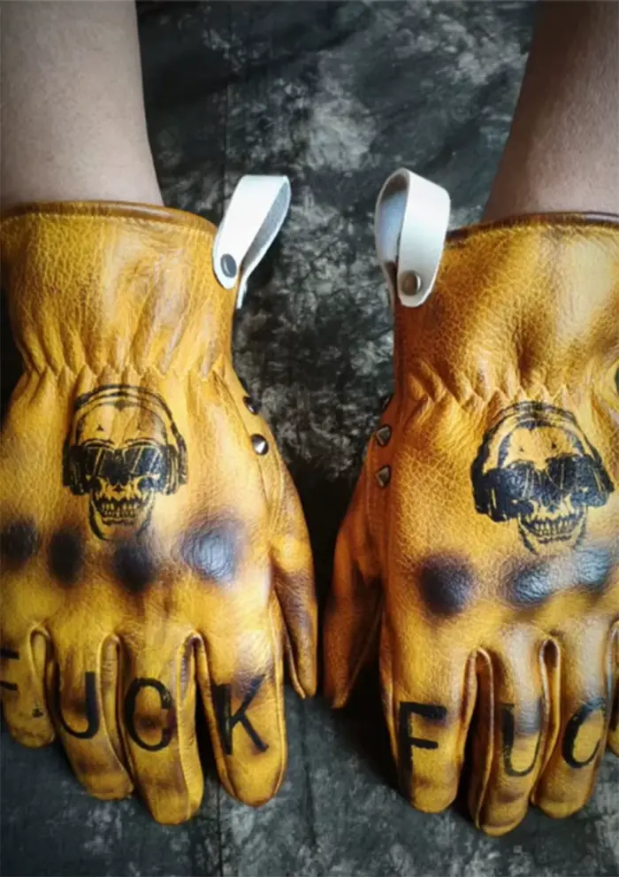 Gants de Moto en cuir véritable faits à la main rétro Motocross Vintage équitation motard gants de M