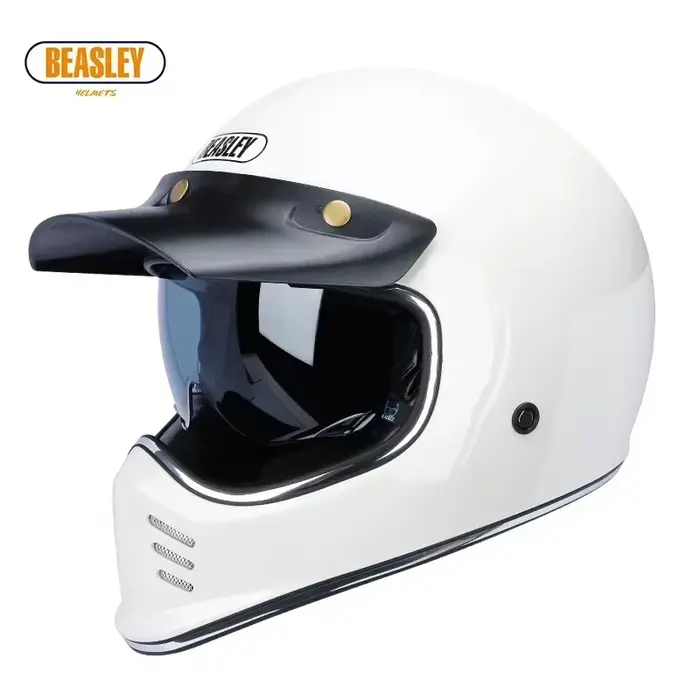 Casque de moto électrique BEASLEY certifié ECE, casque intégral rétro pour hommes et femmes, casque 