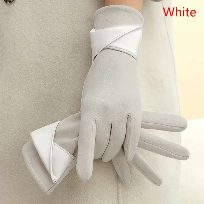 1 paire de gants en daim pour femmes, gants d'hiver en velours, élégants pour écran tactile, équitat