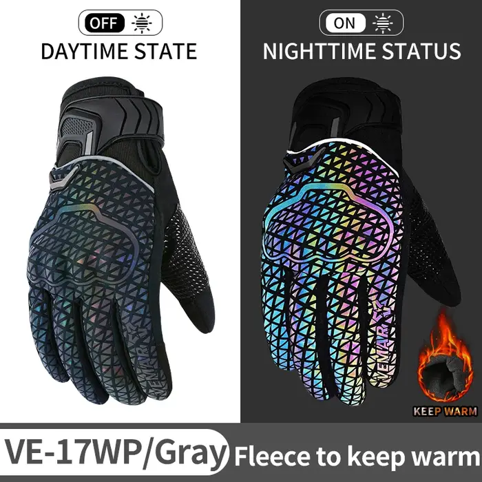Gants de moto d'hiver VEMAR, réfléchissants, colorés, doublés de polaire, imperméables, coupe-vent, 