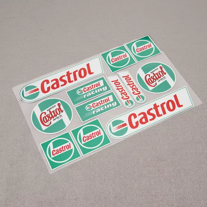 Castrol-Autocollants de moto de sponsor de course de château, décalcomanies de casque de vélo, ensem
