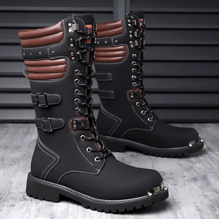 Bottes de moto montantes pour hommes, mode automne et hiver, résistantes aux collisions, antidérapan