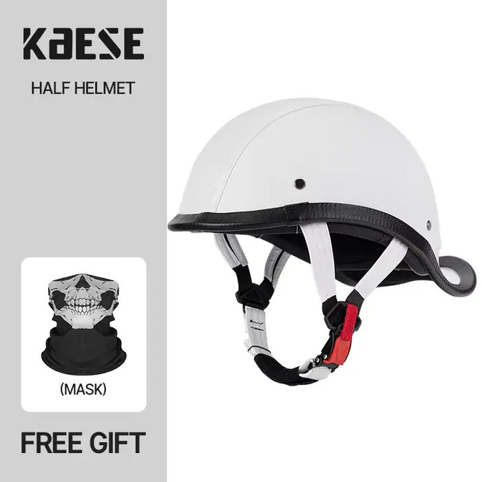 Casque de moto demi-visage de personnalité édition de luxe avec détails en cuir véritable Finition p