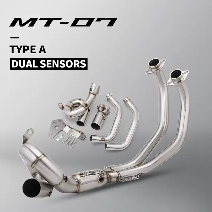 Système complet d'échappement de moto MT07, pour MT-07 FZ-07 2014 – 2023, tuyau de raccordement avan