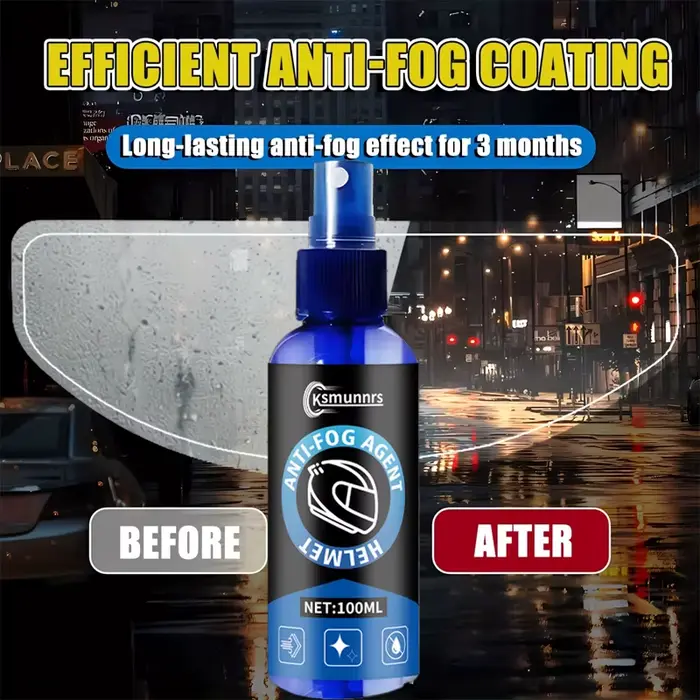Spray anti-buée pour casque de moto - Solution anti-pluie