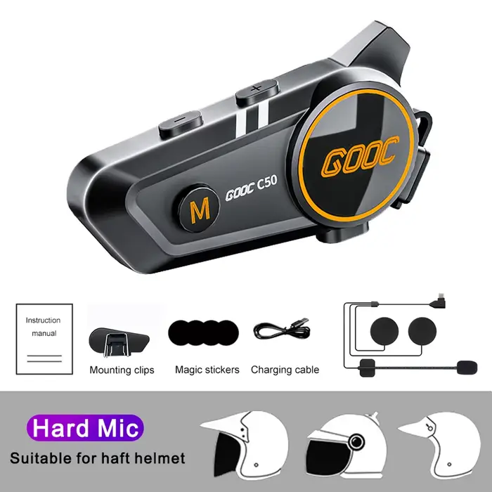 Interphone pour casque de moto, casque Bluetooth 5.3, étanche à 300m, haut-parleur, sans fil, mains 