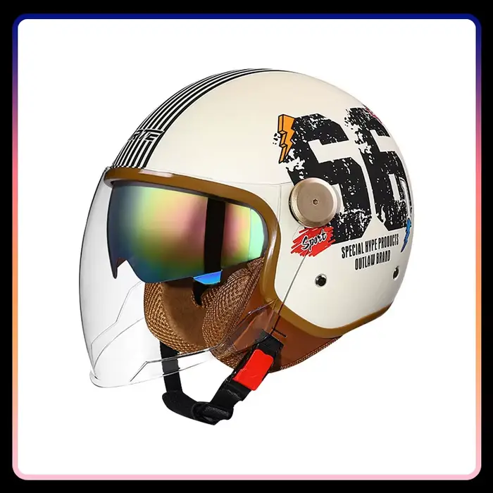 Casques de moto semi-ouvert rétro hommes femmes DOT ECE