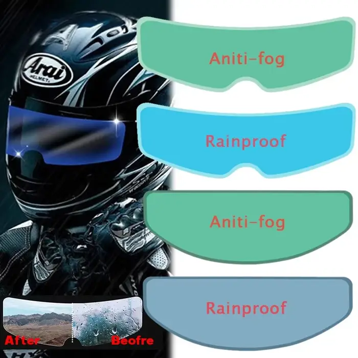 Film de Patch Anti-buée pour casque de Moto, Film de lentille Anti-pluie pour visière de Moto, clair