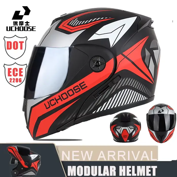 Nouveau casque de moto modulaire intégral course avec Double pare-soleil femmes homme