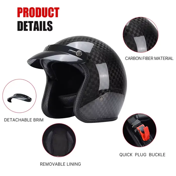 Casque universel trois-quarts en fibre de carbone