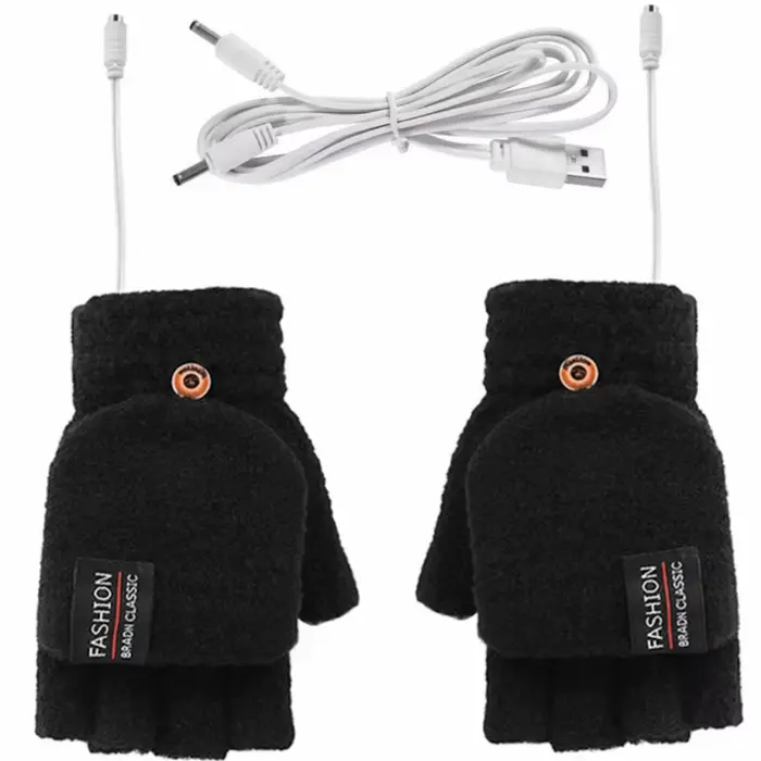 Gants chauffants USB, contrôle Rechargeable, sans doigts, chauds, électriques, pour l'hiver, ski en 