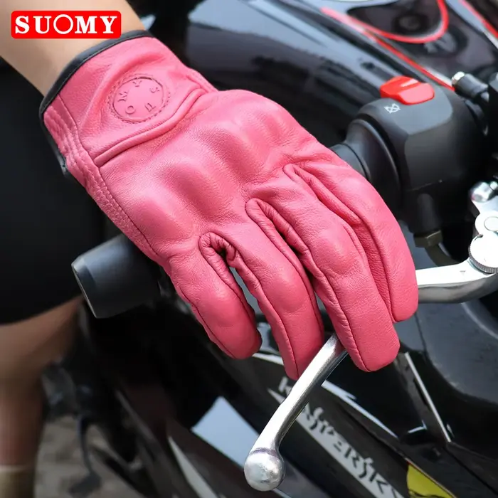 SUOMY rétro cuir femmes Moto gants dame rose vélo électrique Guantes Moto Luvas Da Motocicleta vélo