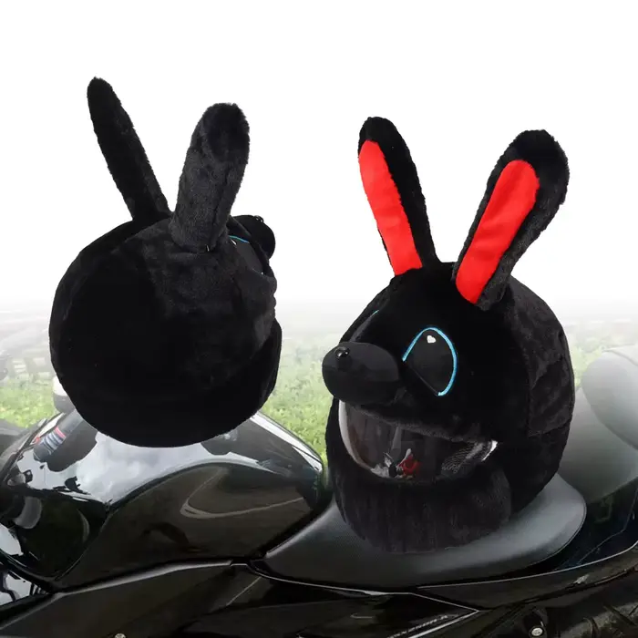 Housse de Protection pour casque, ensemble en peluche moelleuse de dessin animé pour moto, étui de P