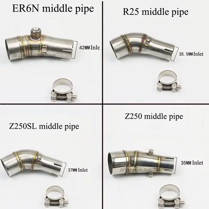 Silencieux d'échappement universel pour moto, 51mm, en acier inoxydable, tuyau à liaison centrale, p
