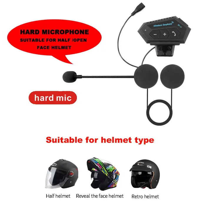 Casque de moto Bluetooth casque casque sans fil moto mains libres stéréo écouteur haut-parleur réduc