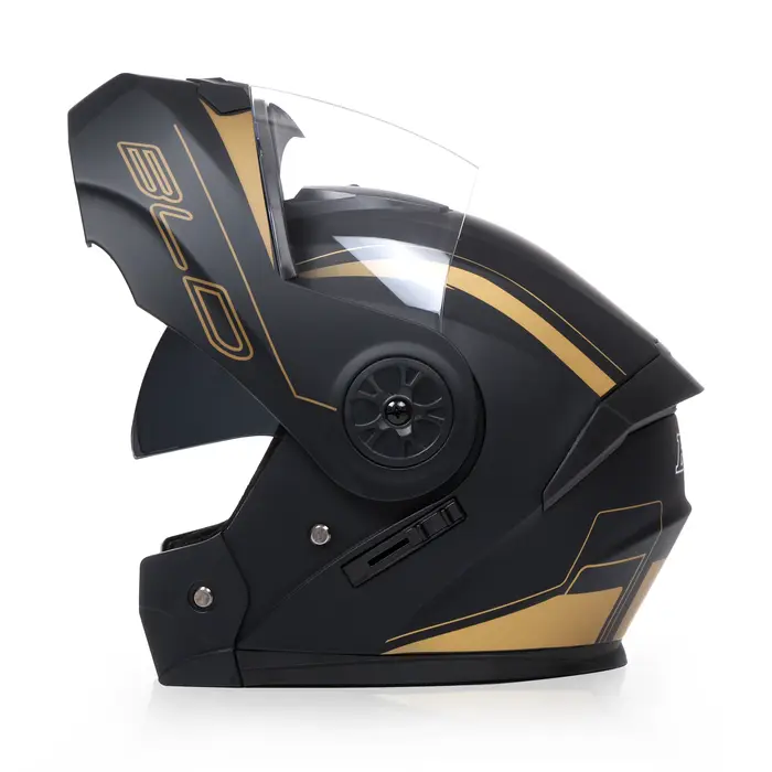 BLD casque modulaire rabattable casque de moto intégral double visière anti-rayures anti-buée menton