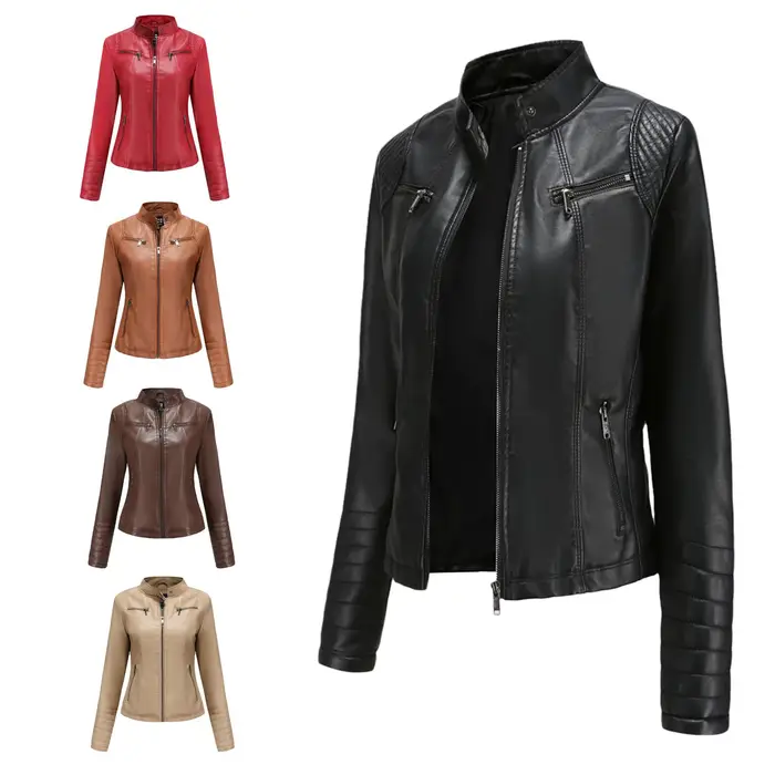 Veste de Moto en simili cuir pour femmes