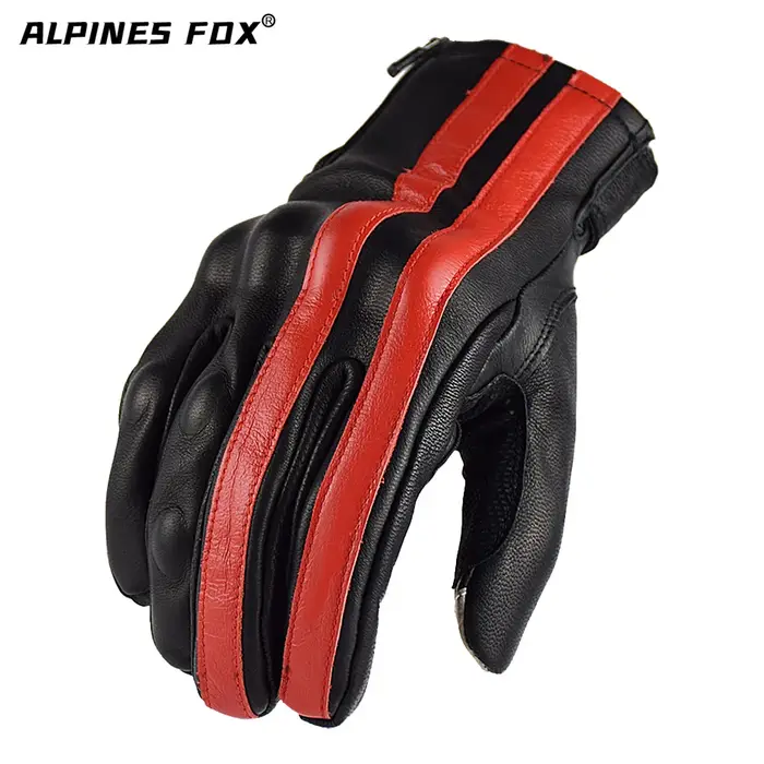 Gants de moto en cuir Vintage, équipement de moto à doigt complet pour femmes et hommes, gants de pr