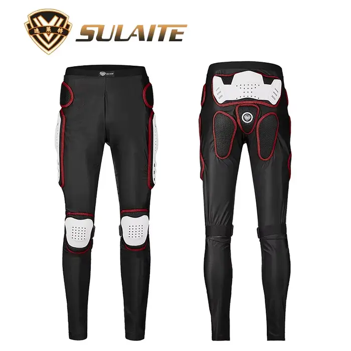 SULAITE Pantalon d'armure de moto Pantalon de motocross Armure longue Entrejambe au genou Protection