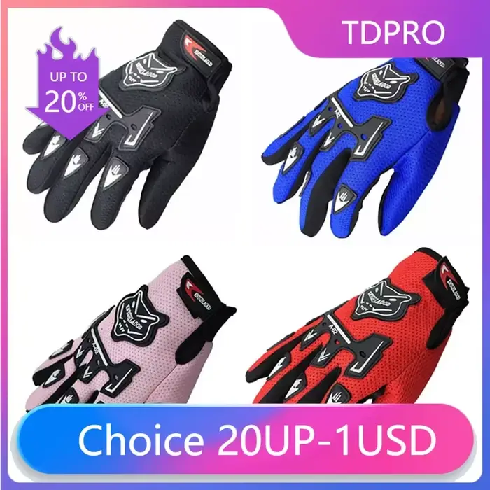 Gants de moto en cuir à doigts complets pour enfants