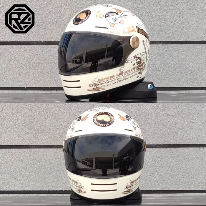Casque moto intégral ORZ Retro - Design classique, adapté aux hommes et aux femmes, avec protection 