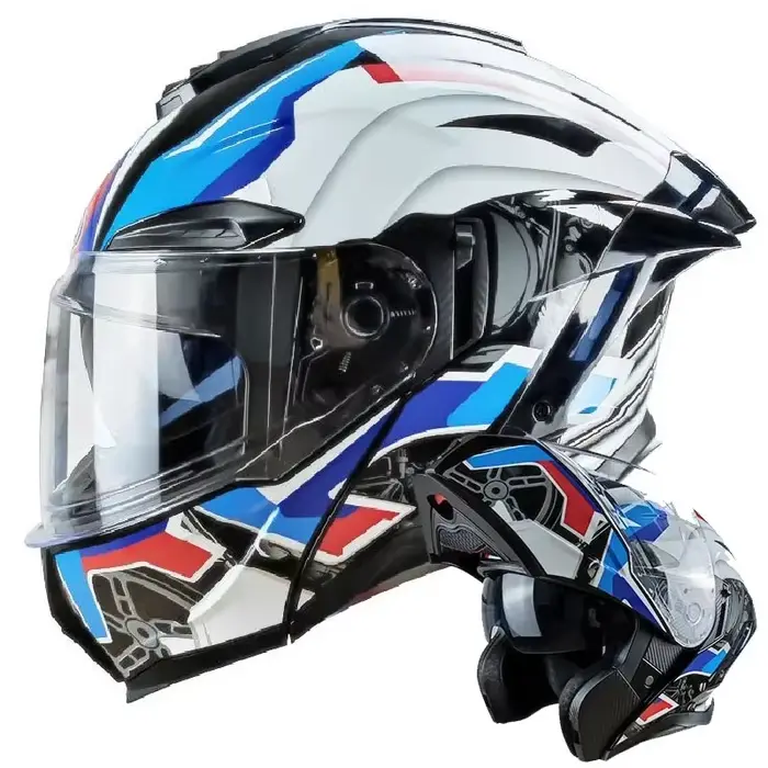 Casque de Moto rabattable intégral double lentille