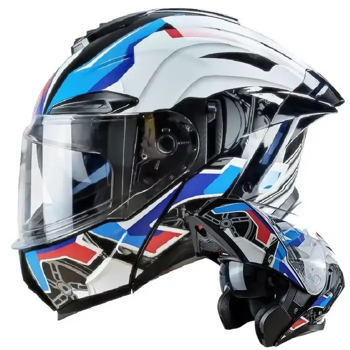Casque de Moto rabattable intégral double lentille