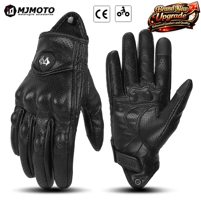 Certification CE gants Vintage gants de moto en cuir véritable gants de protection courts gants de c