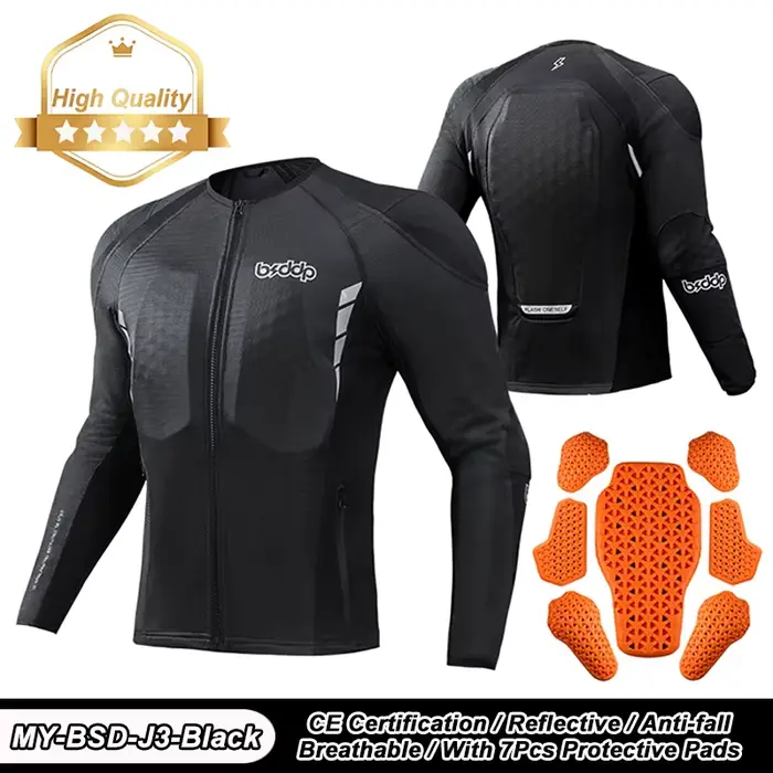 Veste de moto pour homme, respirante, pour l'été, veste de motocross avec 7 protections de niveau CE
