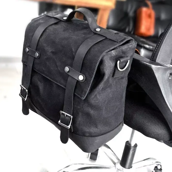 Sac de bagages pour moto, sac de selle imperméable, sac arrière vintage rétro pour moto, sac latéral