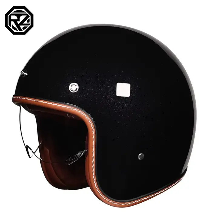 Casque de moto rétro trois-quarts, casque de moto pour brigade, équipé d'un visière pour moto à péda