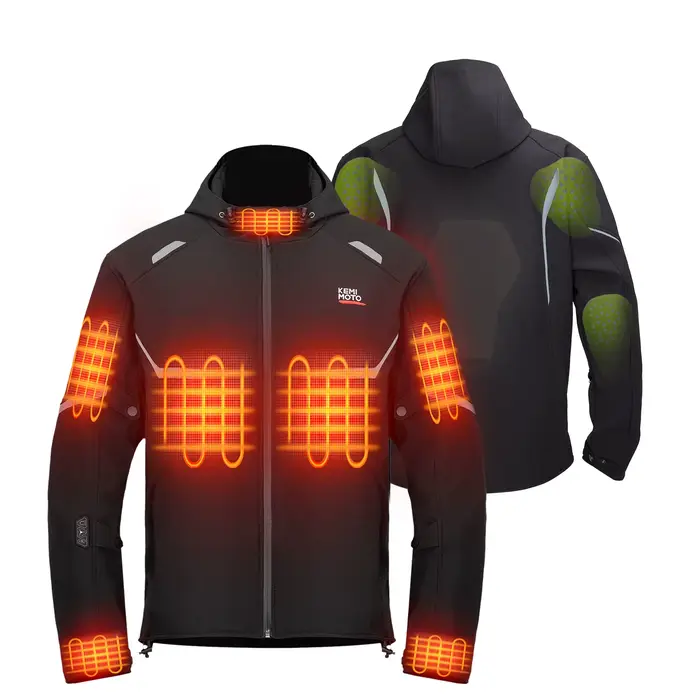 Veste chauffante pour moto pour hommes, sécurité d'hiver, épaulettes EVA, coudières avec batterie 20
