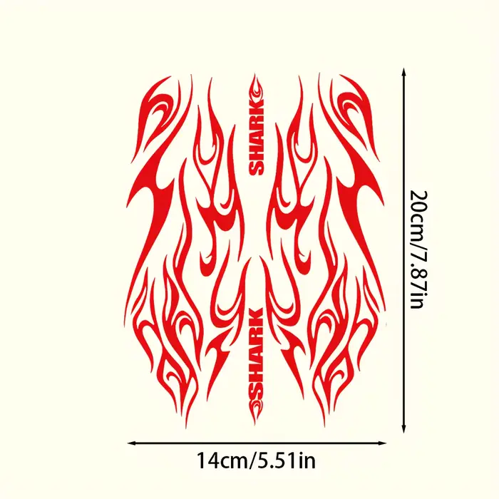 1 ensemble d'autocollants rétro en vinyle motif flamme de requin pour casque de moto et vélo