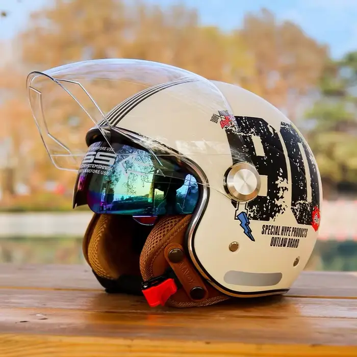 Casque Jet rétro DOT casques de Moto visage ouvert hommes femmes 3/4 demi-casque