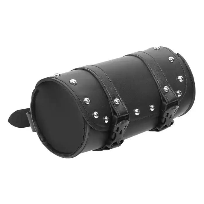 Sacs de moto en cuir Pu noir, sac à outils de moto, fourche avant, guidon, sacoche en rouleau, sac d