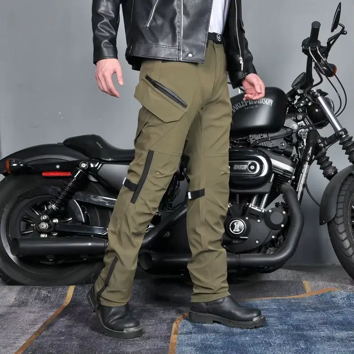 Pantalon de moto toutes saisons coupe-vent double couche respirant taille haute anti-chute