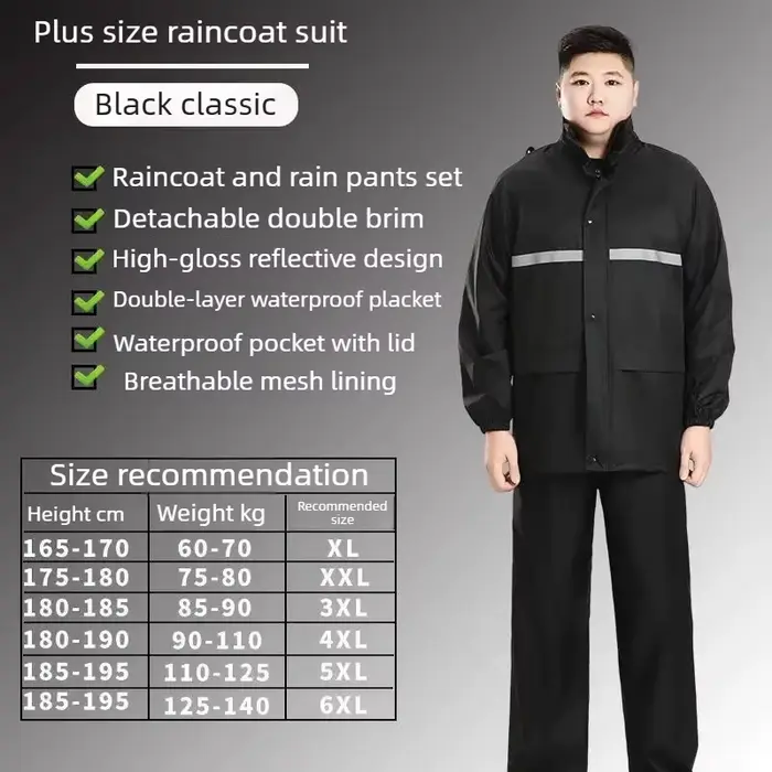 Combinaison de pluie pour moto de grande taille 6XL, ensemble de vêtements de pluie unisexe, pantalo
