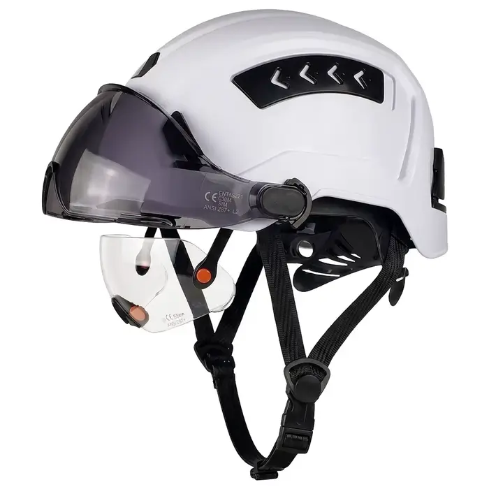 Casque de sécurité CE ANSI avec double visière coulissante et ventilation